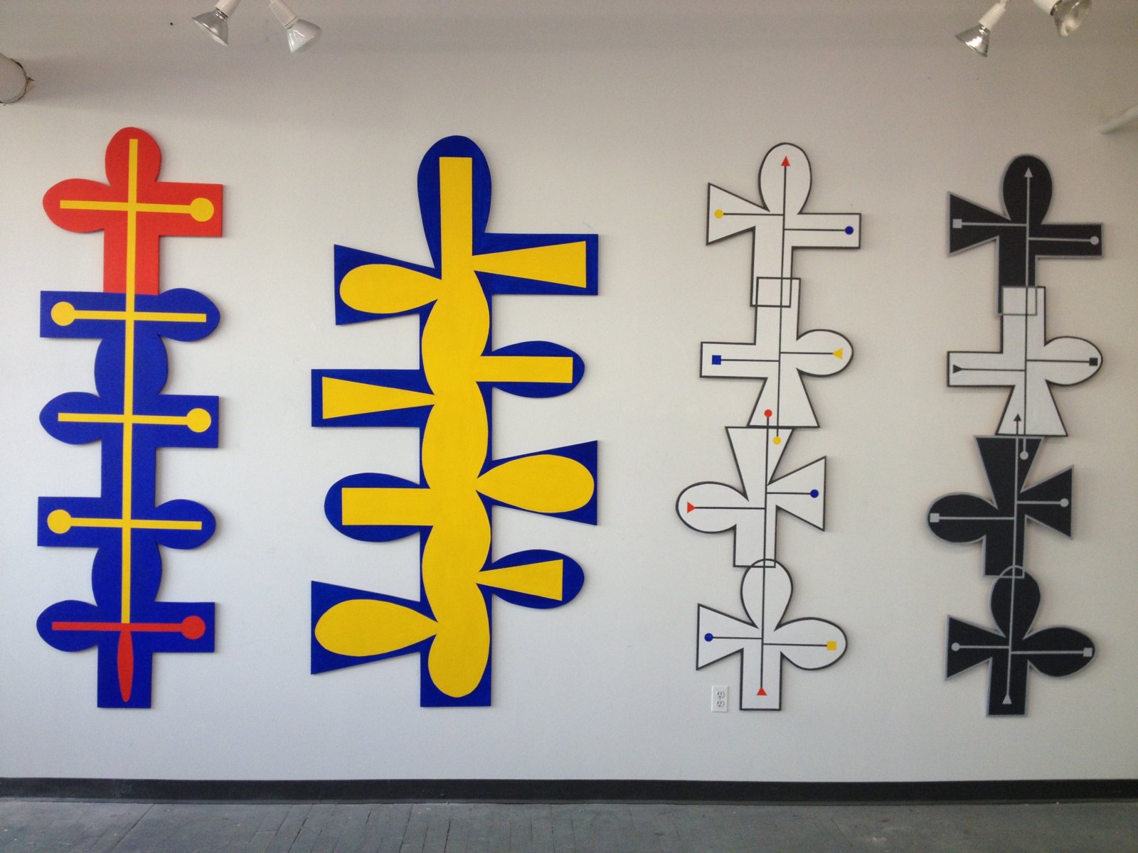 Bendheim Fred Totems, 2012-2015,96 High, Oil On Shaped Wood