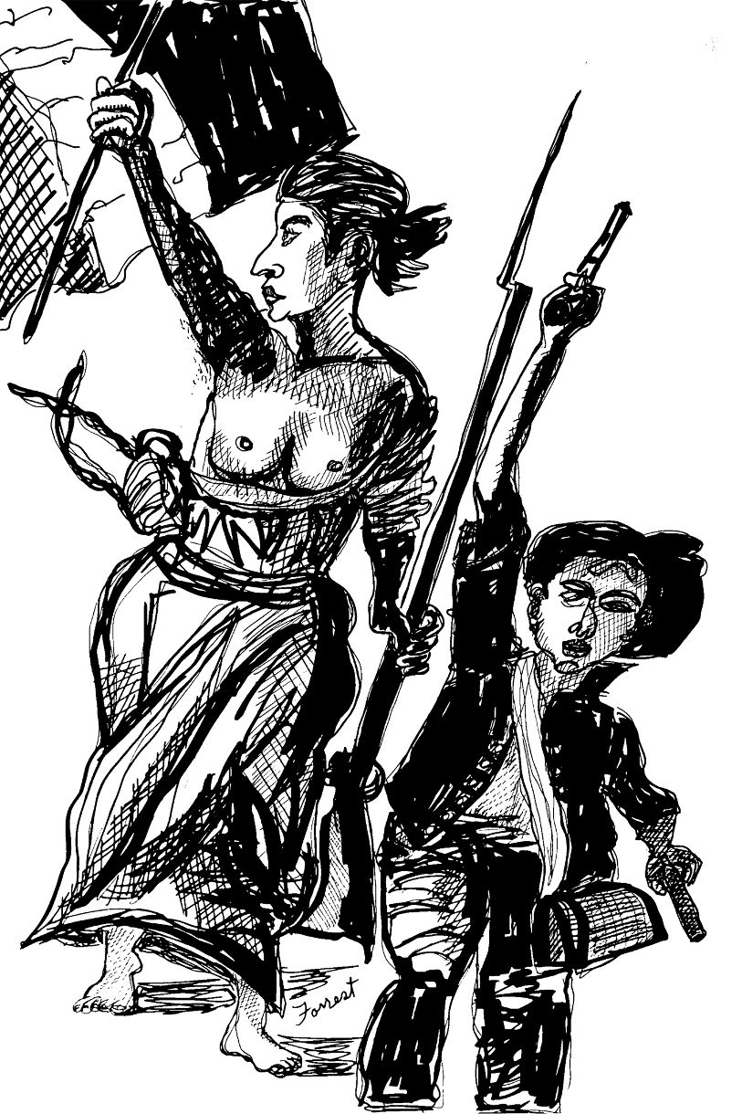 Delacroix, Liberty Leading The People. Ink. 2015. The Masters Revisited, Allen Forrest (1) - Copy
