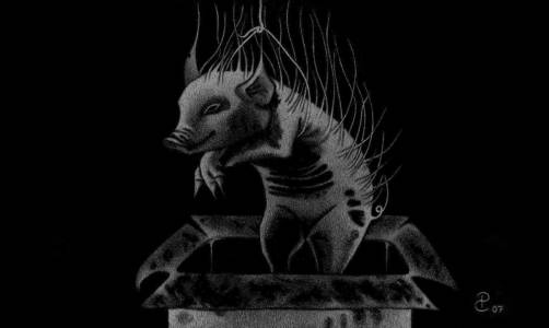 Animal Of Collection - Drawing On Blackboard, 5 X 7 Inches