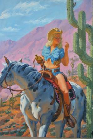 Cowgirl -Ouch - 40 X 30 - Oil On Canvas